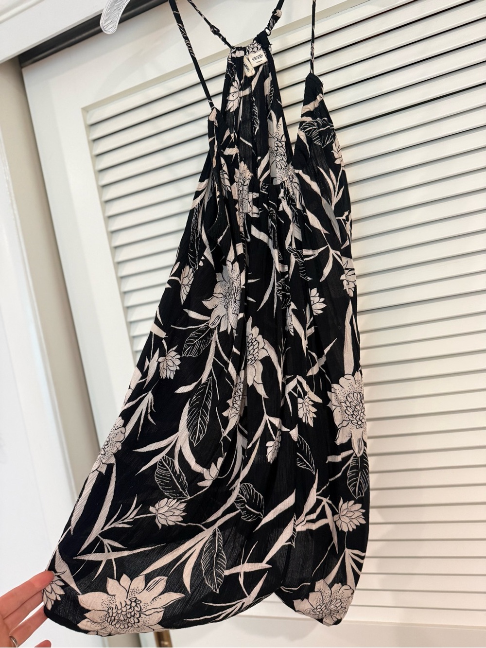 Billabong Black and Cream Floral Strap Romper